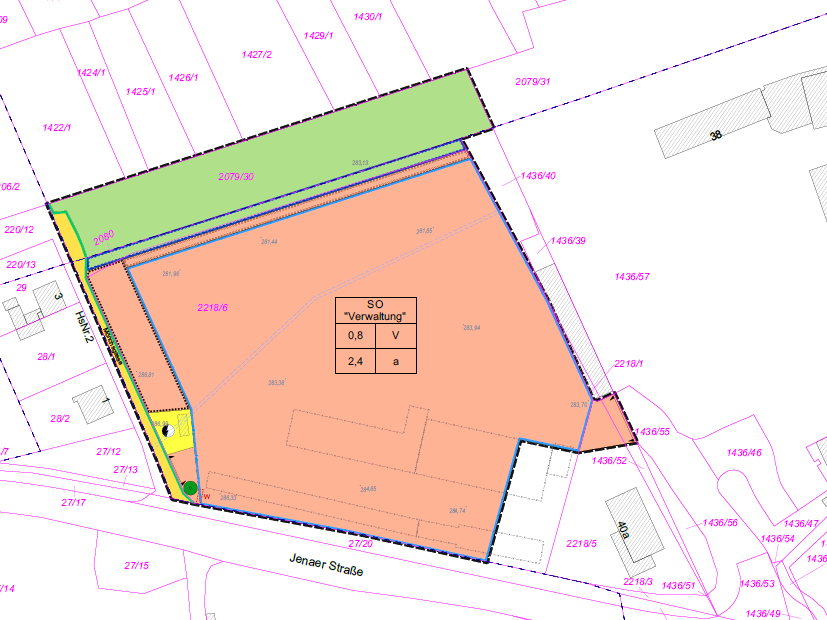 Amtliche Bekanntmachung Bebauungsplan "Neubau eines Verwaltungsgebäudes" - Ausschnitt