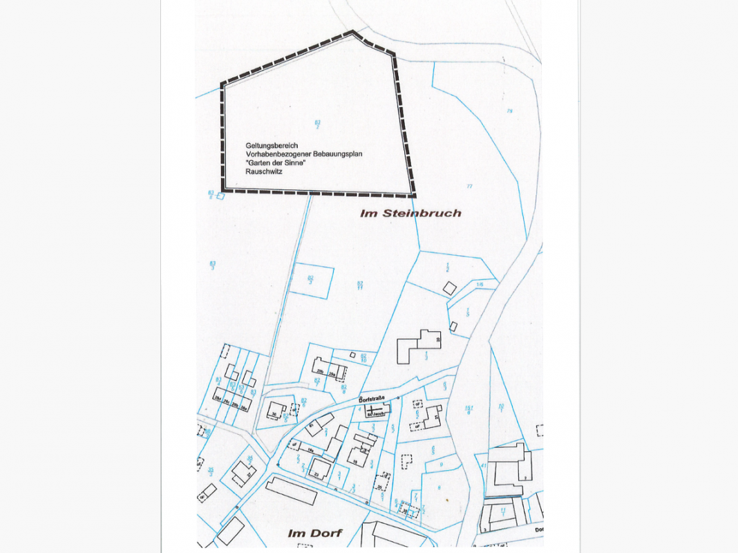 Ausschnitt Bebauungsplan Garten der Sinne Rauschwitz